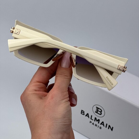 Balmain ADMIRABLE BPS-130C-52 Men BRAND NEW Sunglasses Titanium Gold Bone Brown - Picture 3 of 12